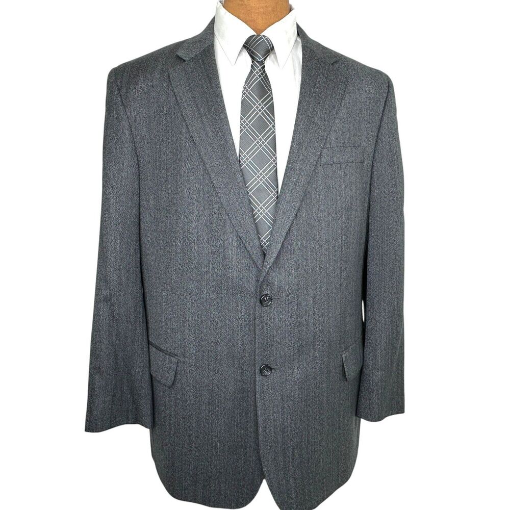 Jos A Bank Reserve Regal Fit Gray Silk Wool Blazer Sport Jacket Mens 46L